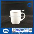 Blanco llano en blanco Nuevo cerámica Nueva taza de café de China del hueso Taza de té con el filtro con la tapa